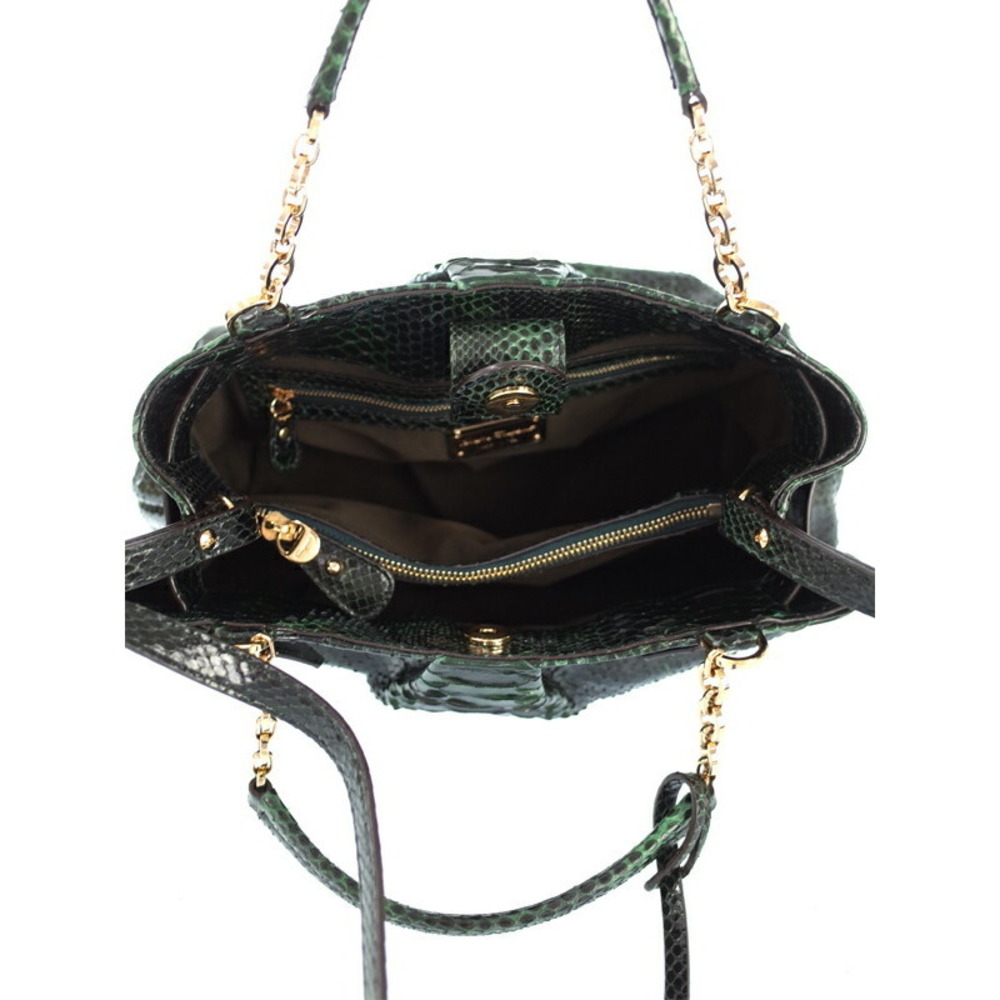 Ferragamo Python 2way Chain Handbag Green - image 3